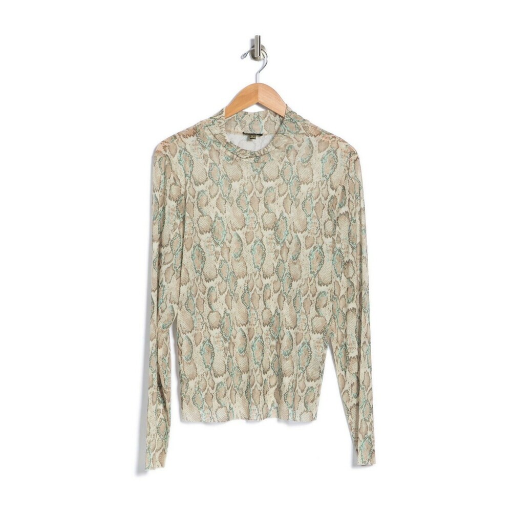 AFRM X NORDSTROM Mock Neck Long Sleeve Mesh Top In Soft Snake Size XS